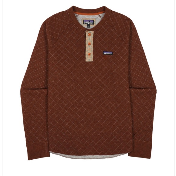 Patagonia Men’s Wool Blend Diamond Quilt Henley Shirt - Picture 1 of 6